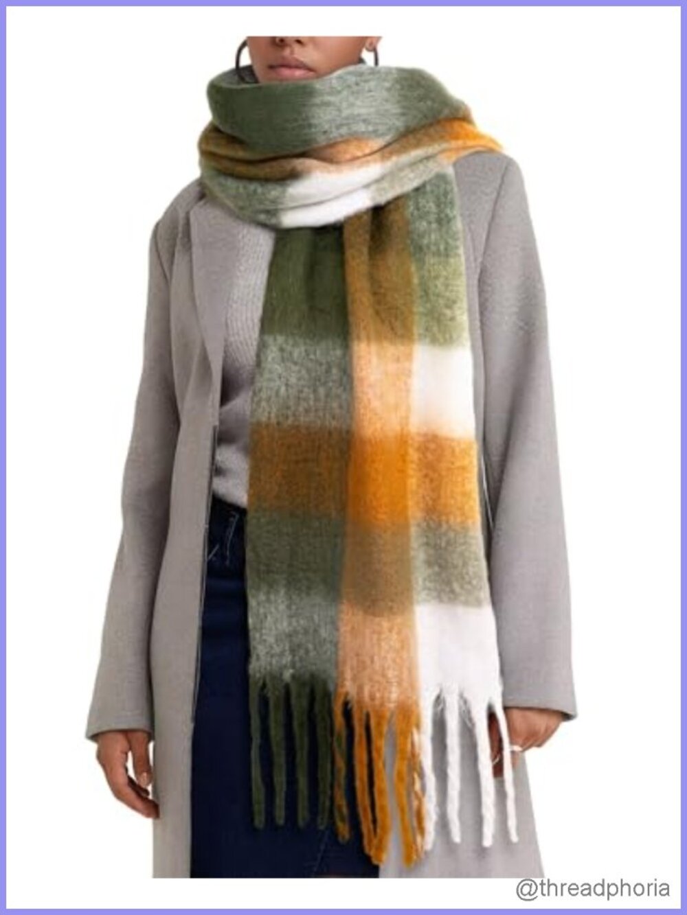 Oversized Chunky Plaid Blanket Scarf for Women - Long Warm Winter Wrap